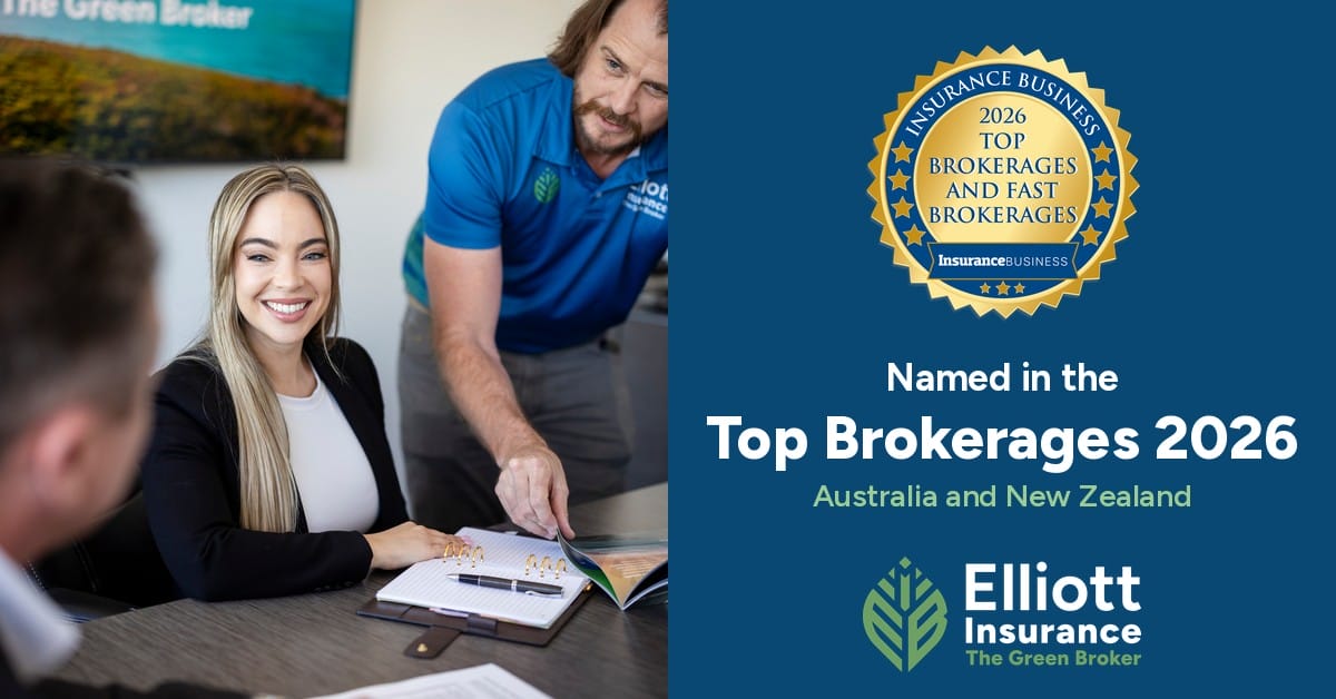 Insurance Business Top Brokerages 2026 badge beside the Elliott Insurance team